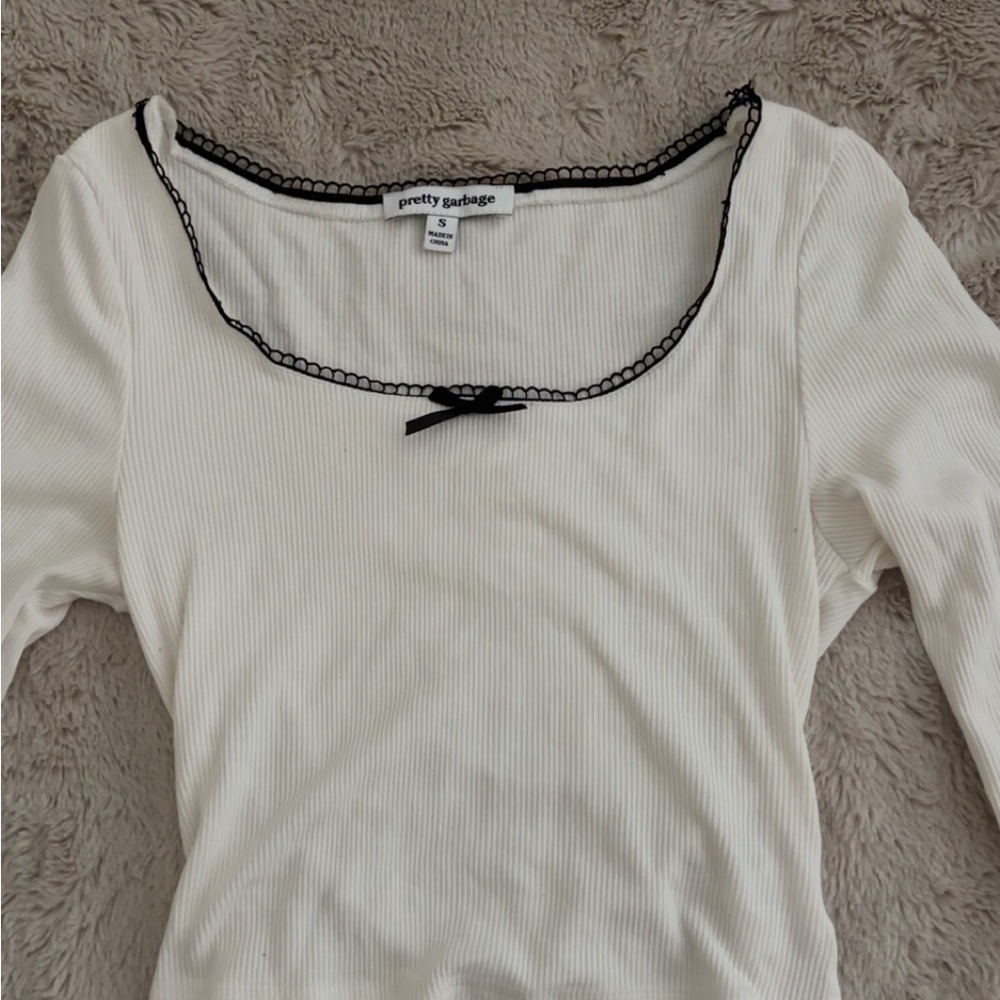 White Ribbed Women's Top